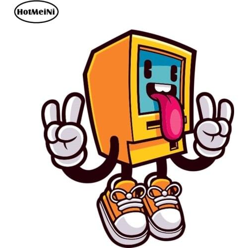 HotMeiNi 13cm x 11.4cm Cartoon Computer Rock Car Styling Rear Windshield Decal Funny Motorcycle Reflective Car Sticker Decor