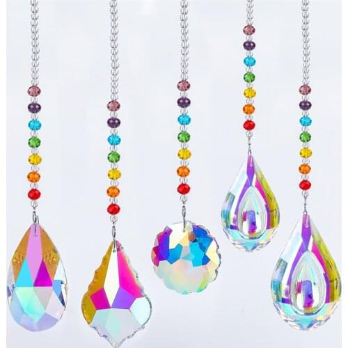 Crystal Pendant Colorful Beads Hanging Drop for Outdoor Indoor Garden Window Wedding Curtain Chandelier DIY Decorations