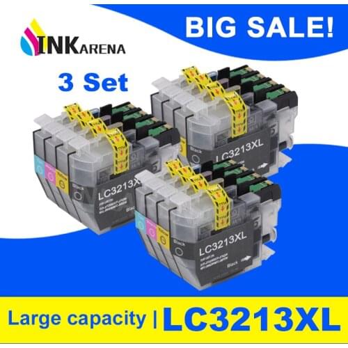 INKARENA 3set LC3213 XL Printer Ink Cartridge For Brother DCP-J772DW DCP-J774DW MFC-J890DW MFC-J895DW Full Ink Cartridges