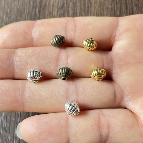 JuKang 25pcs7*8mm alloy antique silver lantern ball spacer beads DIY bracelet necklace jewelry connector making discovery