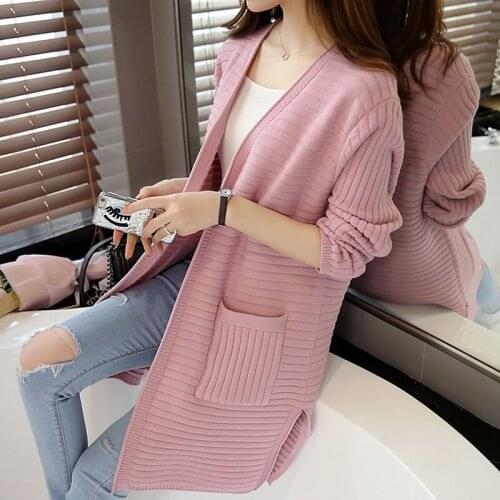 GOOHOJIO Korean Style V-neck Knitted Sweaters Women Thin Cardigan Fashion Long Sleeve Sun Protection Top Ropa Mujer Big Pocket