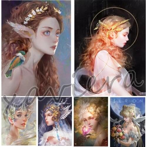 5D Diamond Painting Fairy Elf Girl Cartoon Painting Cross Stitch Full Square Round Drill Embroidery Kit Mosaic Picture Artwork