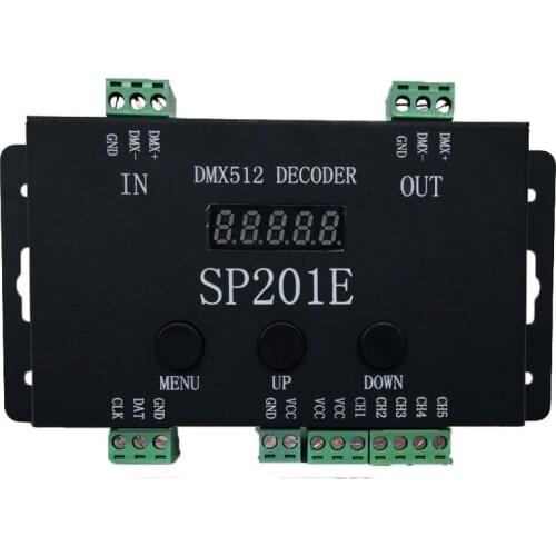 10PCS P201E DMX512 Decoder controller SPI Signal Addressable RGB led strip Pixel LED 5 Channel PWM Output WS2812B 1903 DC5V-24V