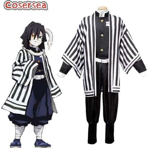 Cosersea Anime Demon Slayer Iguro Obanai Uniform Cosplay Costume Kimetsu no Yaiba Kimono Halloween Outfit