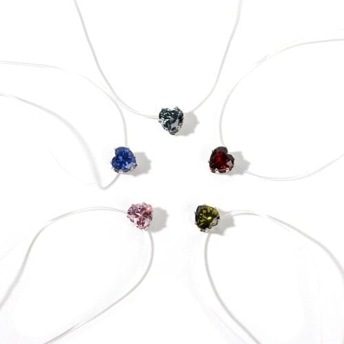 2021 Hot Sale Woman Japanese And Korean Simple Student Art Love Pendant Necklace Color Zircon Invisible Forest Clavicle Chain