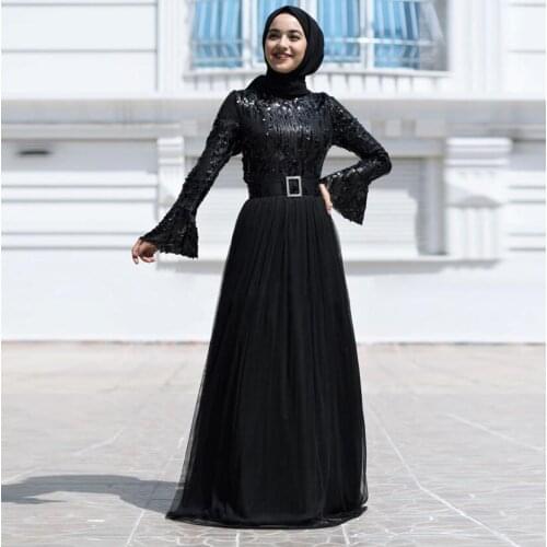 Muslim Sequin Turkey Clothing Robe De Soiree Jilbab Embroider Robe Dubai Arabe Islamic Dress Jelaba Femme Musulman Kaftan Abaya