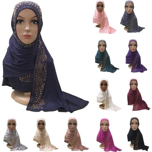 Muslim Women Long Scarf Hijab Ramadan Prayer Head Wrap Shawl Cover Islamic Headscarf Turban Hat Islamic Arab Scarves 160*50cm