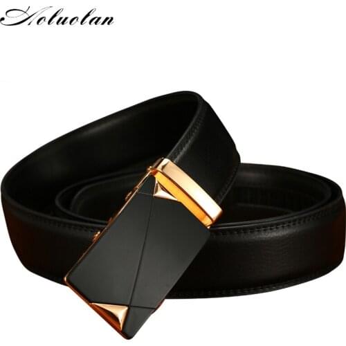 Aoluolan mens new brand designer belts high quality Automatic buckle for men genuine leather belts