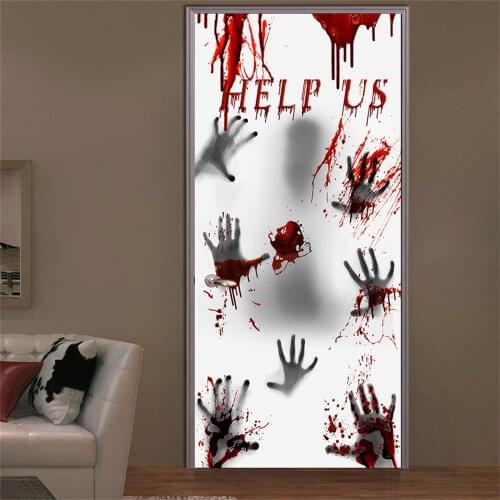 Halloween Window Stickers Scary Blood Handprint Door Wall Stickers Halloween Decoration DIY Party Sticker Home Haunted House #P3