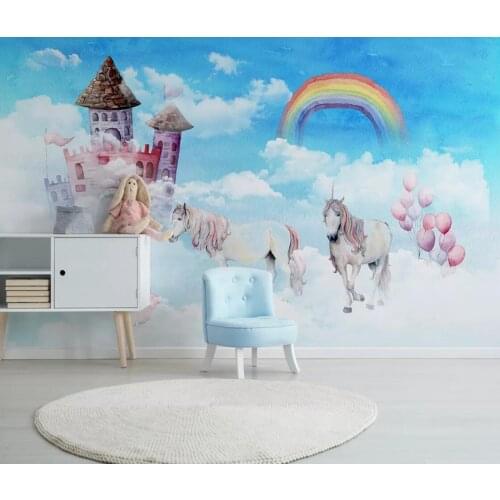 Nordic Modern Unicorn Wallpaper Mural 3D Photo Wall Papers Kids Bedroom Wall Decor Contact Paper Home Improvement Wall Cover