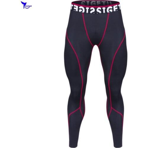 New Mens Fitness Jogging Tights Patchwork Compression Sportswear Running Leggings Gym Training Pants Elastic Quick Dry Trousers