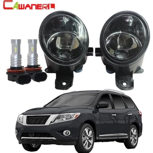 Cawanerl 2 X Car Front Fog Light Assembly Lampshade + H11 LED / Halogen Bulb 12V Accessories For Nissan Pathfinder 2013 2014