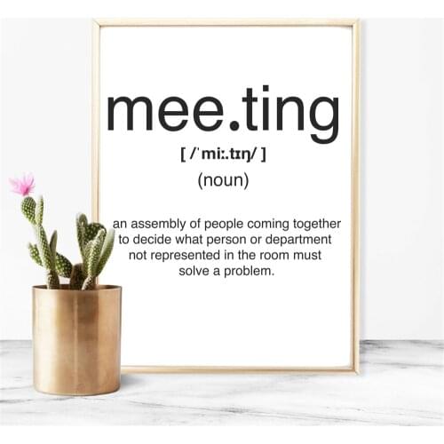 Meeting Definition Poster Canvas Painting Inspiration Print Wall Art Picture for Living Room Interior Home Decor Motivation