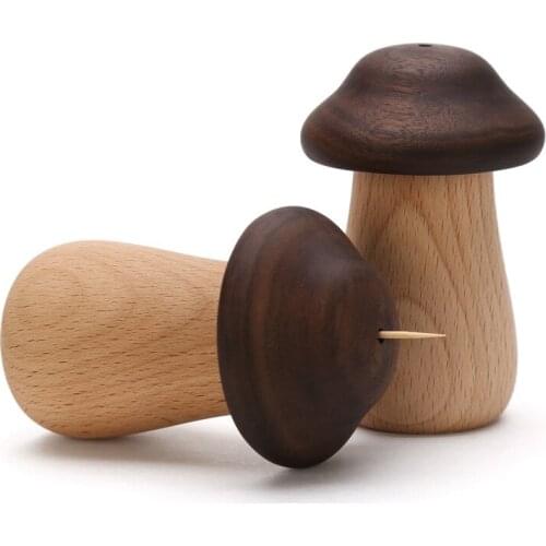 Popular Portable Wood Toothpick Holder,Mushroom Shape Tooth Pick Holder,Table Toothpick Dispenser Container Household
