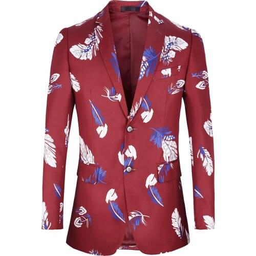 Casual Feather Printing Men Blazer Euro Plus Size 4XL 2021 Wedding Events Prom High Quality Slim Fit Mens Fashion Blazers Summer
