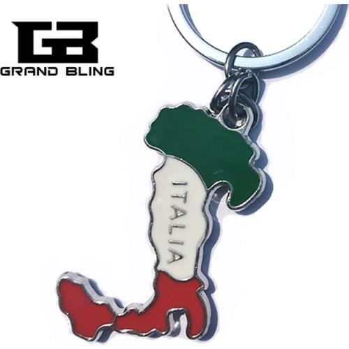 GRANDBLING Tourists Souvenir State Theme Gift Whosale "Italia" Map Key Chain Gift