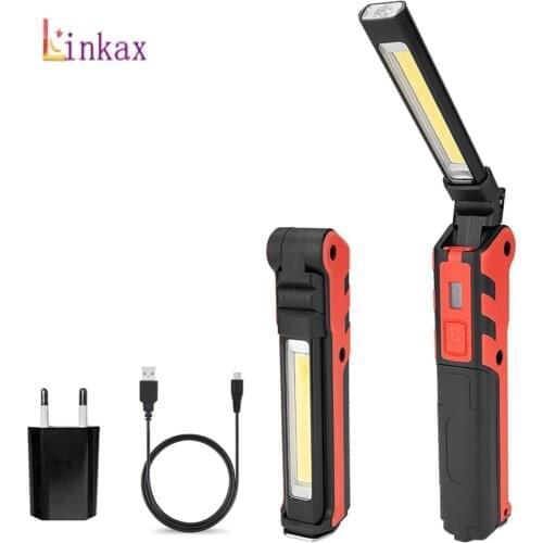 LED COB Work Light Torch Portable Lamp Built-in Battery Magnetic USB Recharge 1*COB light Strip Flashlight for Camping Hunting