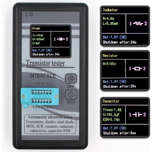 M328 Transistor Tester Diode Triode Capacitance Meter LCR ESR Meter NPN PNP MOSFET Thyristor Resistance Inductance Multimeter