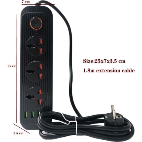 New 2 Round Pin EU RUS Plug Power Strip Switch Universal Outlets 6 USB Electrical Extension 1.8M Cable Network Filter For Phones