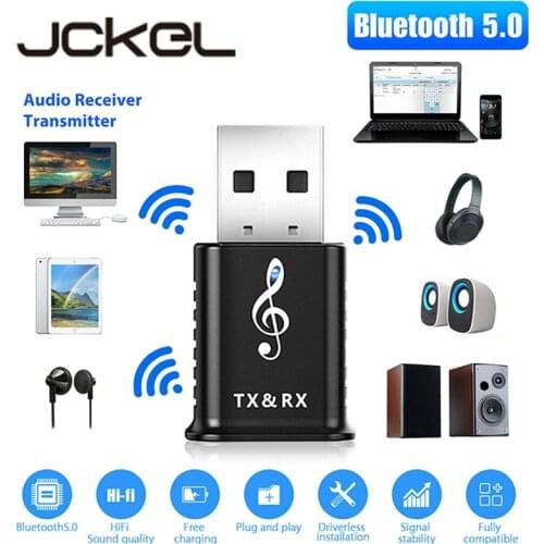 JCKEL Bluetooth 5.0 audio transmitter receiver USB adapter power supply 3.5mm jack used for TV PC car auxiliary speaker
