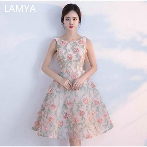 LAMYA Cut O Neck Evening Dresses Lace Up Prom Gown Ladies Plus Size Party Dress Vestido De Festa