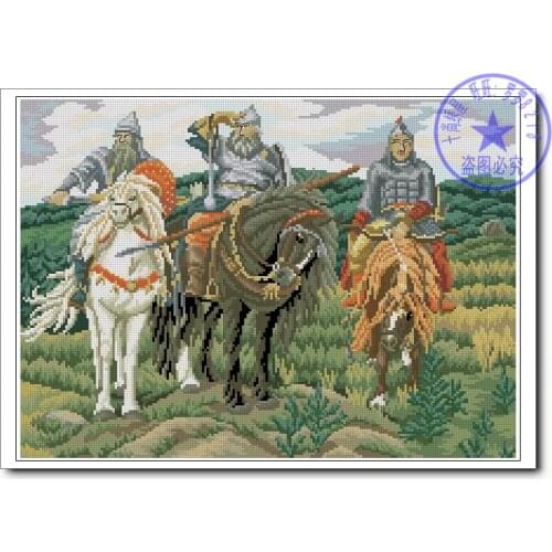 High Quality Lovely Counted Cross Stitch Kit Three Hero Heros and Horse General fleece