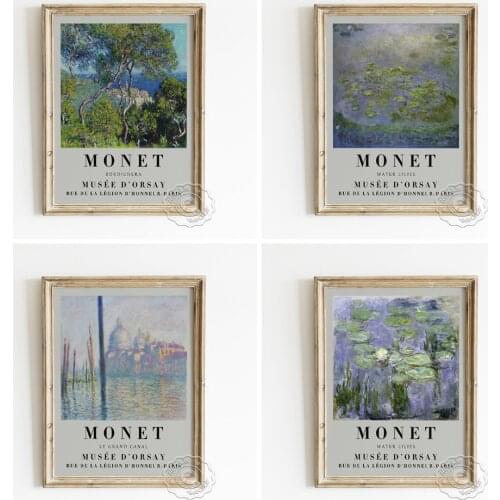Claude Monet Exhibition Museum Poster, Le Grand Canal Canvas Painting, Bordighera Art Prints, Water Lilies Landscape Home Decor