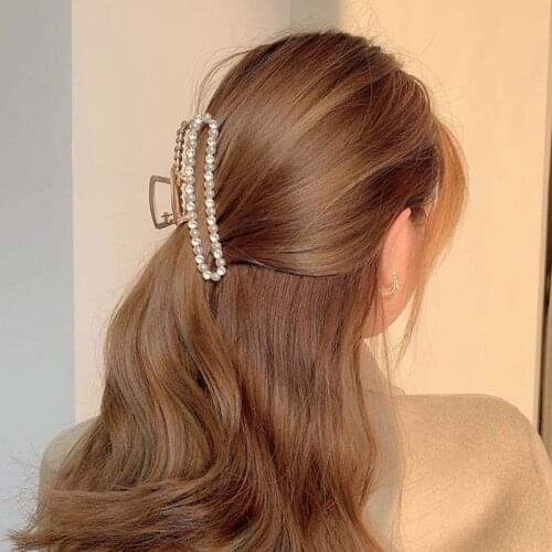 2021 New Women Barrettes Metal Hair Claws Pearl Hair Accessories Hairclips Hairpins Hairgrip Headwear Girls Ornaments Crab Bands