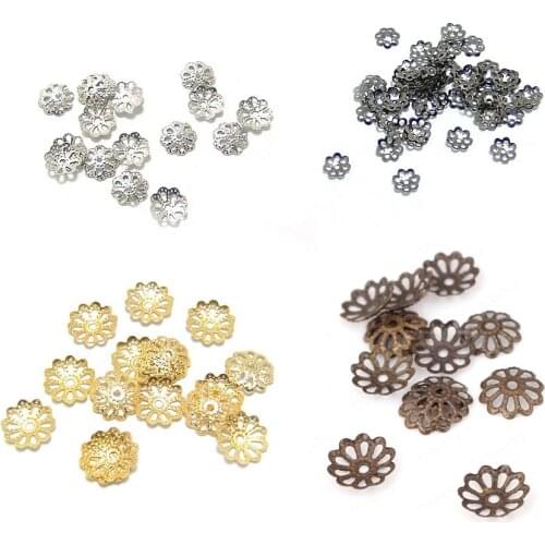 8893)10g,about 400PCS 6MM Gun Metal black Iron Bead Caps Diy Jewelry Findings Accessories Wholesale