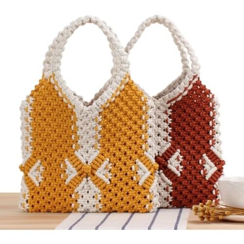 Casual Rope Woven Women Handbags Hollow Shoulder Bags Knitted Summer Beach Straw Bag Lady Large Capacity Tote Shopper Bag 2021