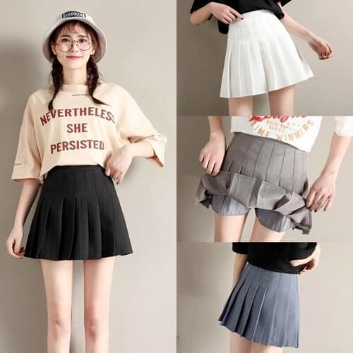Skirt Female Student Korean Style Anti-Exposure Pleated Skirt Female High Waist Skirt A- Line Skirt 2020 Short Skirt Autumn New