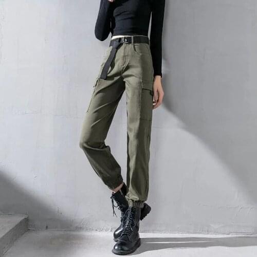 Women Cargo Pants 2021 New Spring Summer Harem Pants Fashion Punk Pockets Jogger Trousers Harajuku High Waist Streetwear NZ071