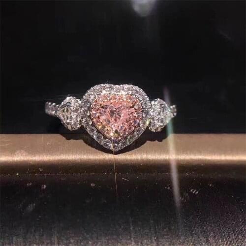 Heart shape Lab Diamond Ring 100% Original 925 sterling silver Topaz Engagement Wedding band Rings for Women Bridal Fine Jewelry