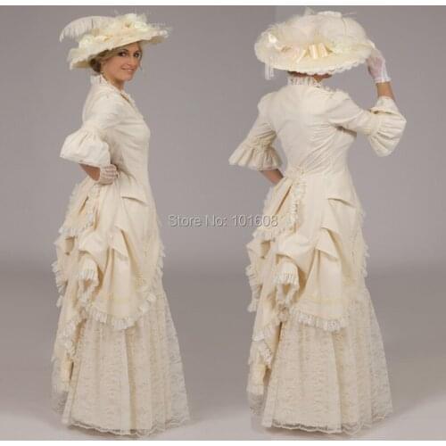 Tailored!Luxs two-pcs Lace Victorian dresses Civil War dress Cosplay Vintage Costumes Renaissance Revolutionary dress HL-146