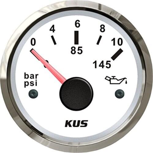 1pc 52mm Pointer Type Engine Oil Pressure Gauge Modification 0-10Bar Oil Pressure Meter 12v/24v Fuel Pressure Gauge for Car Boat