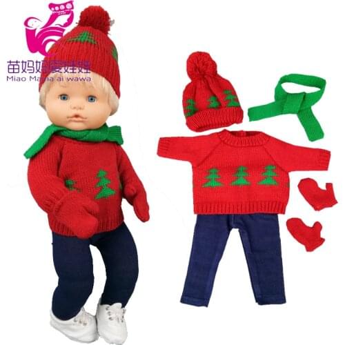 16 inch Nenuco doll red sweater hat scarf Ropa y su Hermanita 40 cm baby doll clothes Christmas new year set