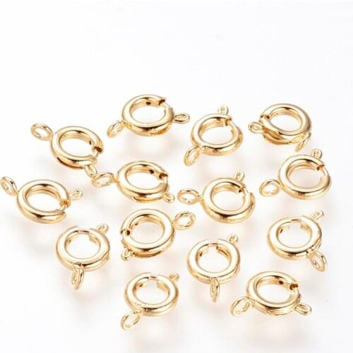 20pcs Golden Brass Spring Ring Necklace Clasps Connectors For DIY Bracelet Chain Jewelry Findings Supplies 10x7x2mm
