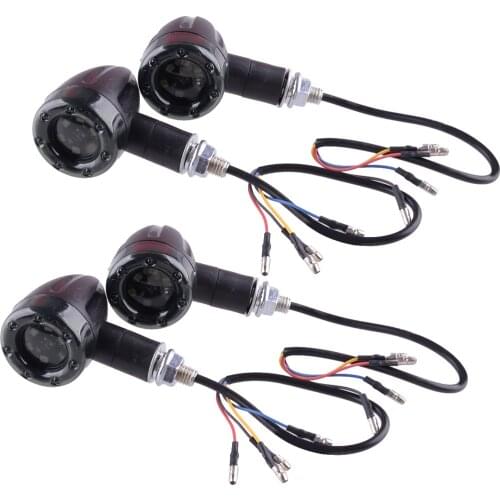 4Pcs 8mm 13LED Universal LED Bullet Brake Running Turn Signal Tail Light Fit For Motorcycle with DC 12V