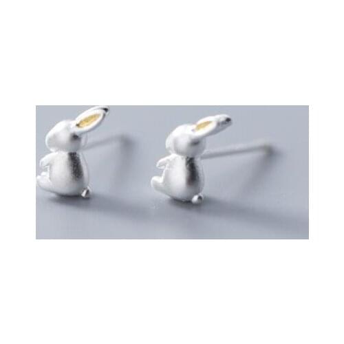 5mm*8mm Cute REAL. 925 Sterling Silver Bunny Rabbit Stud Earrings Animal Charms C-E9969