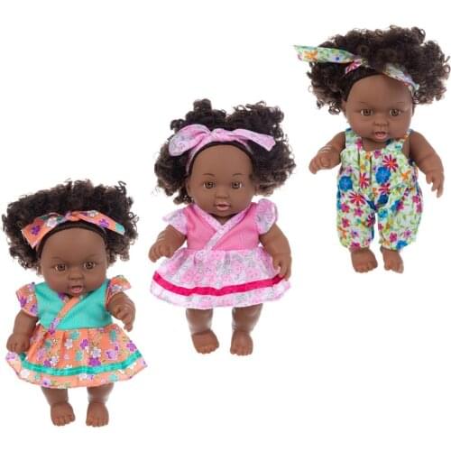 7.87inch Full Silicone Soft Body Reborn Doll Toys Alive African Baby Dolls Princess Babies Birthday Gift Fashion Present