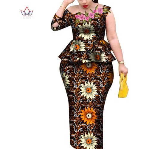 African Attire Female Dashiki Traditional Outfits Ankara Skirt Suit Elegant Multiple Wear Print Work Clothing WY8542