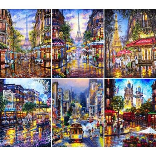 DIY 5D Diamond Mosaic Scenic Diamond Embroidery City Picture of Rhinestone Art Paris Full Square Cross Stitch Decor for Home