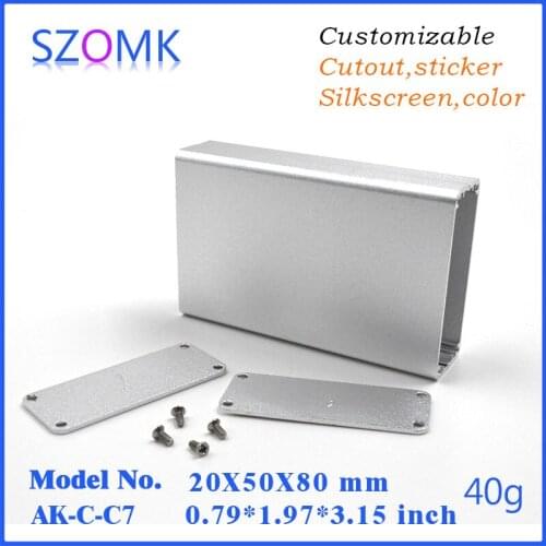 4 piece, 20*50*80mm aluminum enclosure switch box black or silvery powder coating aluminum case for pcb customized project box