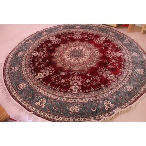 Free shipping 8'X8' Round Hand-knotted 300 Line 100% Silk Oriental Persian Rug
