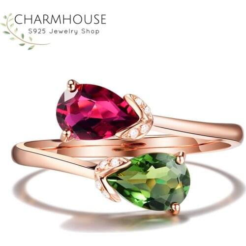 Charmhouse Engagement Rings For Women Rose Gold Color Zirconia Adjustable Ring With Stones Bague Femme Wedding Jewelry Anel