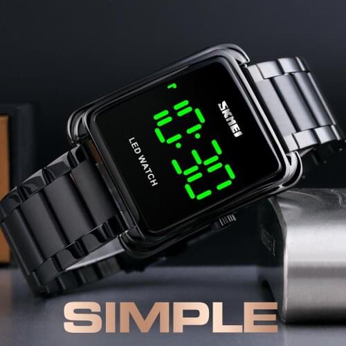 SKMEI Luxury LED Digital Watch Men Stainless Steel Waterproof Fashion Wristwatches Male Clock Relogio Masculino montre homme