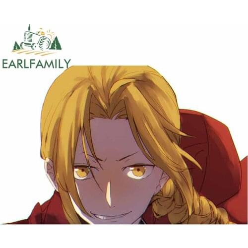 EARLFAMILY 13cm x 8.3cm Edward Car Stickers for Fullmetal Alchemist Anime Auto Decals Occlusion Scratch JDM ATV RV Decoration