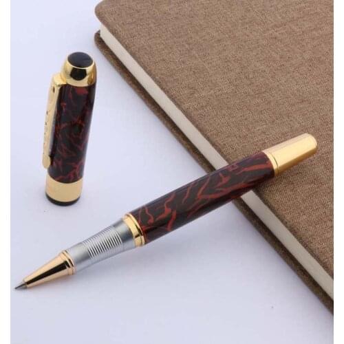 Jinhao 250 Gift Office Metal Pen Student Golden Clip Ice Flower 0.5MM Push Type Black Refill Rollerball Pen