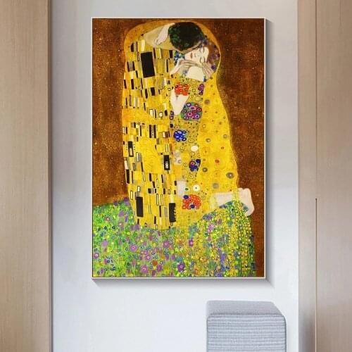 The Kiss By Gustav Klimt Oil Paintings Print on Canvas Art Posters and Prints Famous Art Canvas Pictures for Living Room Cuadros