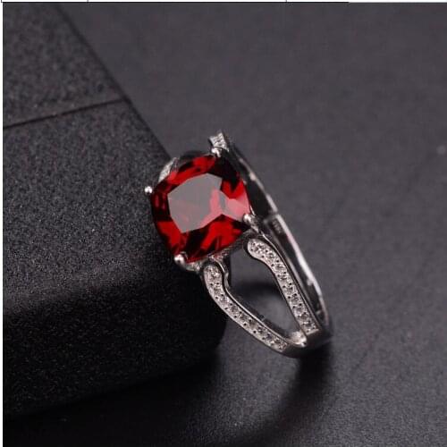Garnet ring Free shipping Natural real red garnet 925 sterling silver Fine jewelry Gem 8mm